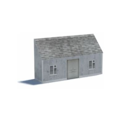 small gray cottage for ho scale background scene