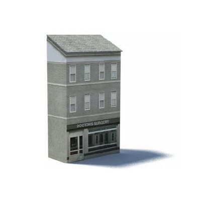 gray british terraced background ho scale building