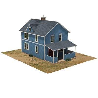 construct ho scale blue houses