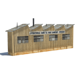 tan extendable railroad industry building - download, print, build