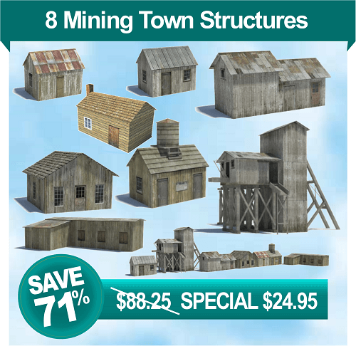 printable templates - old mining town model buildings