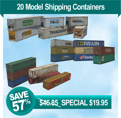 download - print - build scale paper model shipping containers