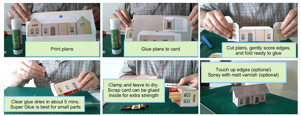 how to build miniature HO scale model houses from cardboard 